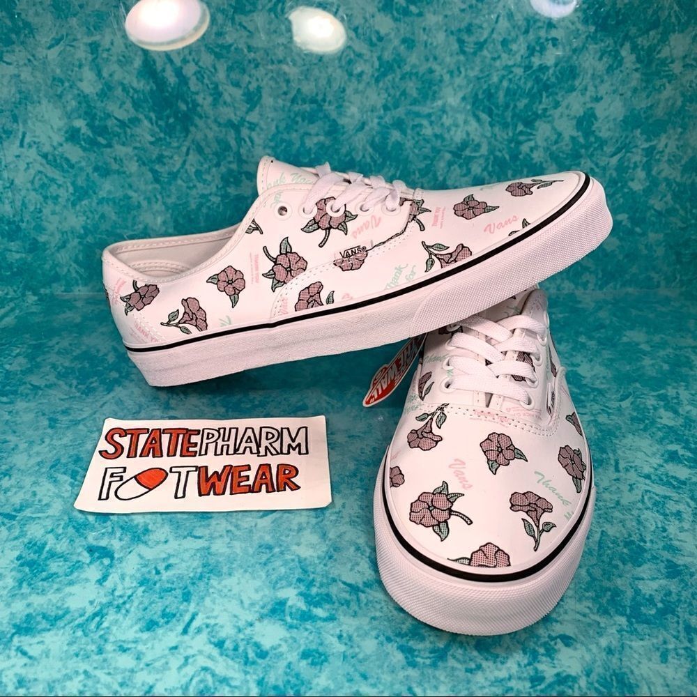 Vans Authentic 'Thank You Floral' Women’s White Low Top Skate Shoes